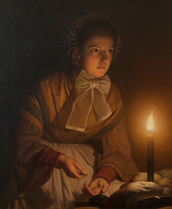 At the candle light by Petrus van Schendel